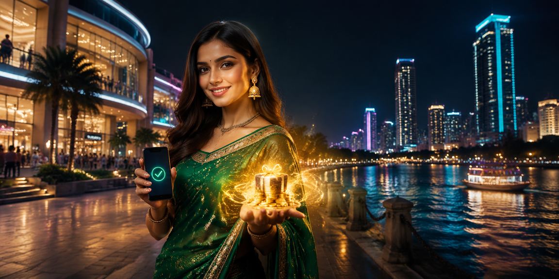 Player enjoying slots game on mobile with festive Indian backdrop